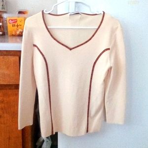 Tan with brown trip blouse